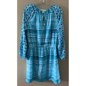 Michael Michael Kors Women's Dress Size 4 Long Sleeve Turquoise Round Neck